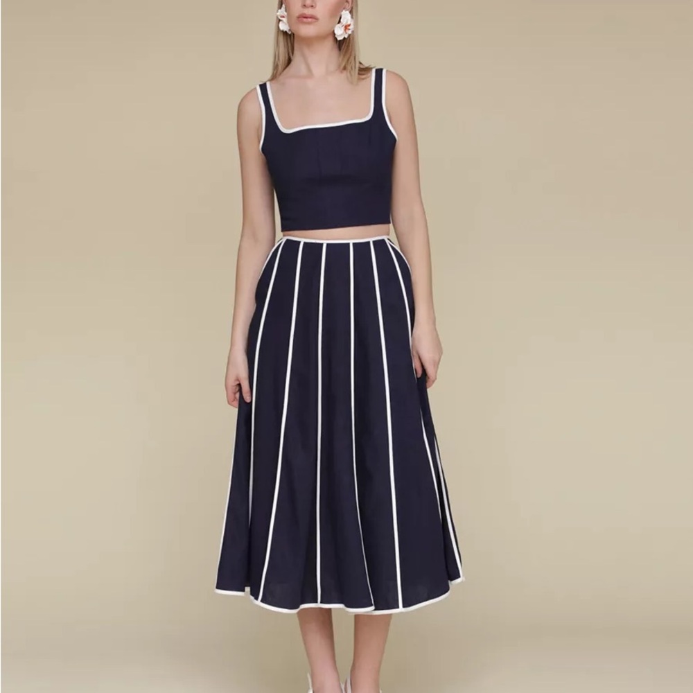 Camila Coelho Navy and White Skirt Set